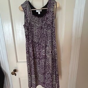 Purple Dressbarn Smocked Paisley Tank Dress